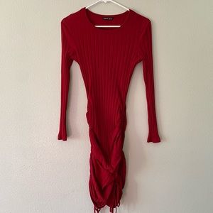 Red Rouched Mini Dress